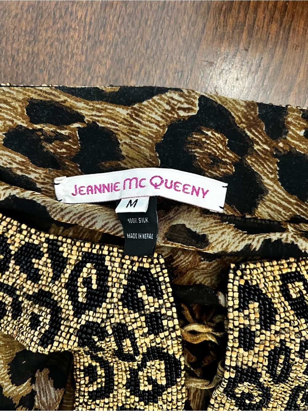 Jeannie McQueeny Black And Brown Leopard Print Silk Heavily Beaded Tunic
Medium - Picture 3 of 12